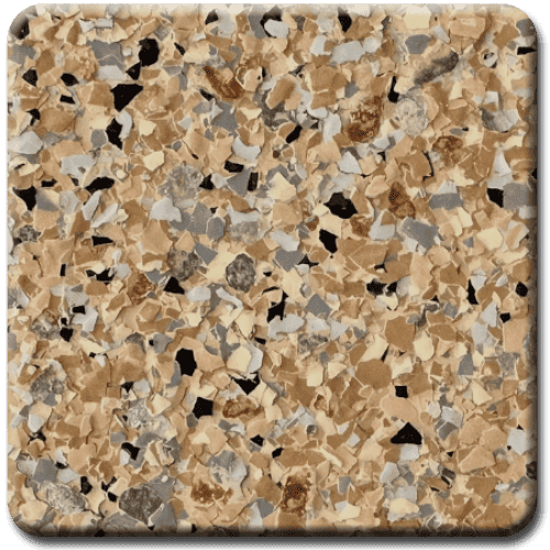Epoxy flooring Mica Media Earth Effects Caramel Latte garage floor coating color chip sample